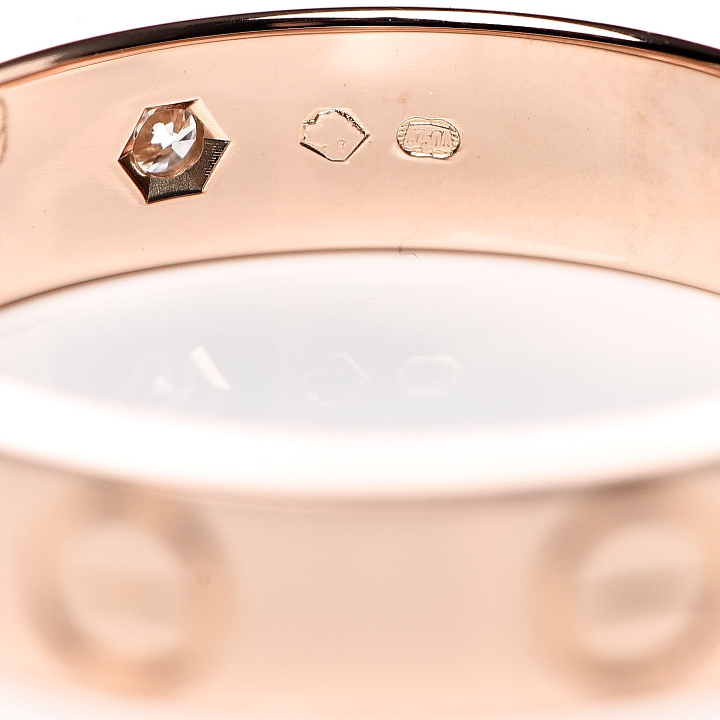 18K Pink Gold Diamond 4mm LOVE Wedding Band Ring 49 4.75