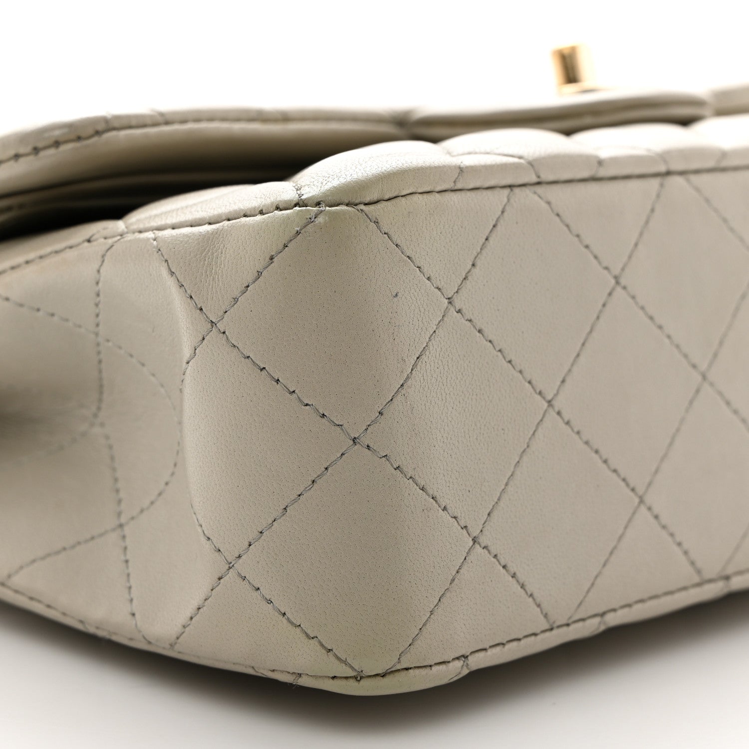 Chanel Lambskin Quilted Small Double Flap Light Grey 9 of 10
