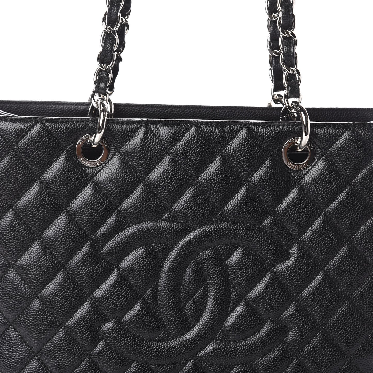 Caviar Quilted Grand Shopping Tote GST Black
