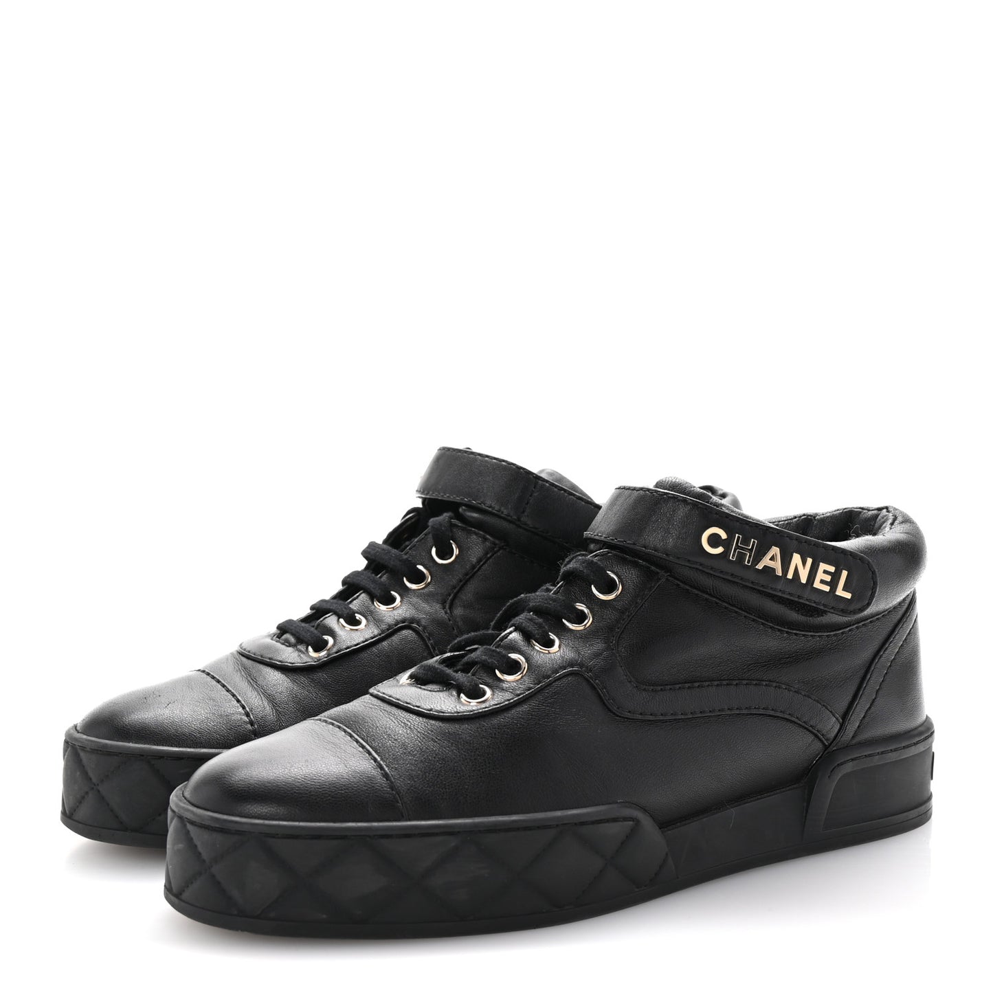 Lambskin Logo Strap Sneakers 40 Black
