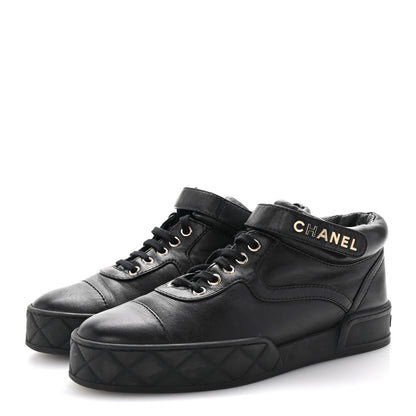 Chanel Lambskin Logo Strap Sneakers 40 Black 4 of 10