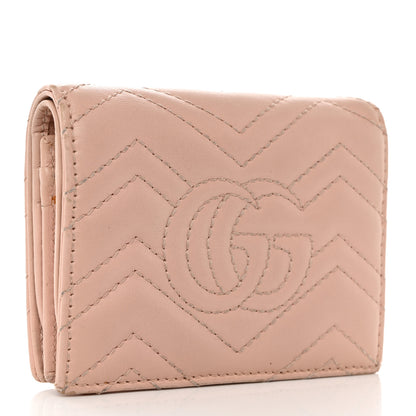 Gucci Calfskin Matelasse GG Marmont Card Case Wallet Perfect Pink 3 of 9