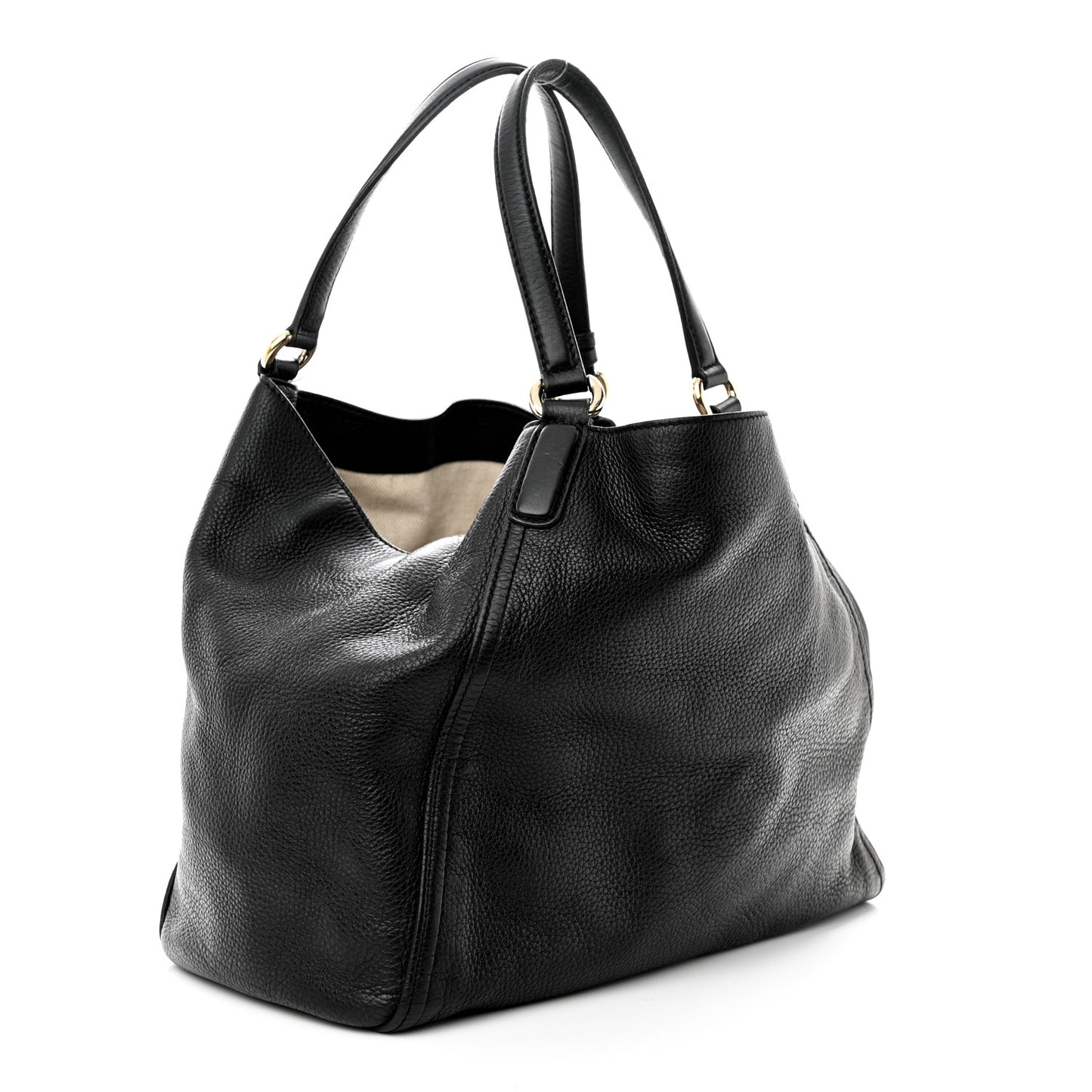 Pebbled Calfskin Medium Soho Shoulder Bag Black