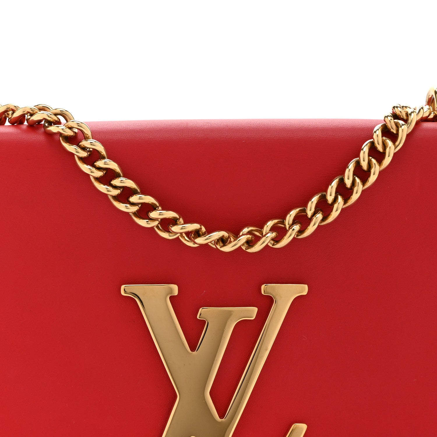 Louis Vuitton Calfskin Chain Louise MM Red 8 of 10