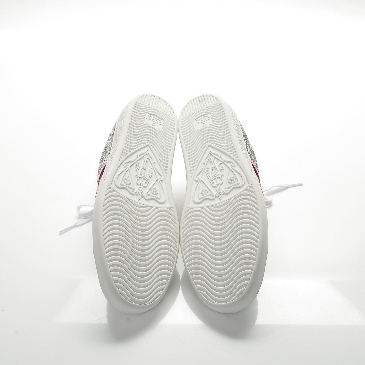 Gucci Glitter Web Ace Sneakers 38.5 Silver 5 of 8