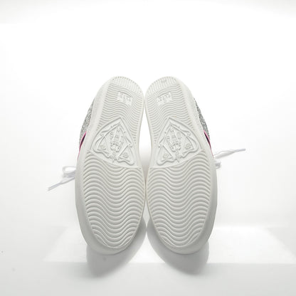 Gucci Glitter Web Ace Sneakers 38.5 Silver 5 of 8