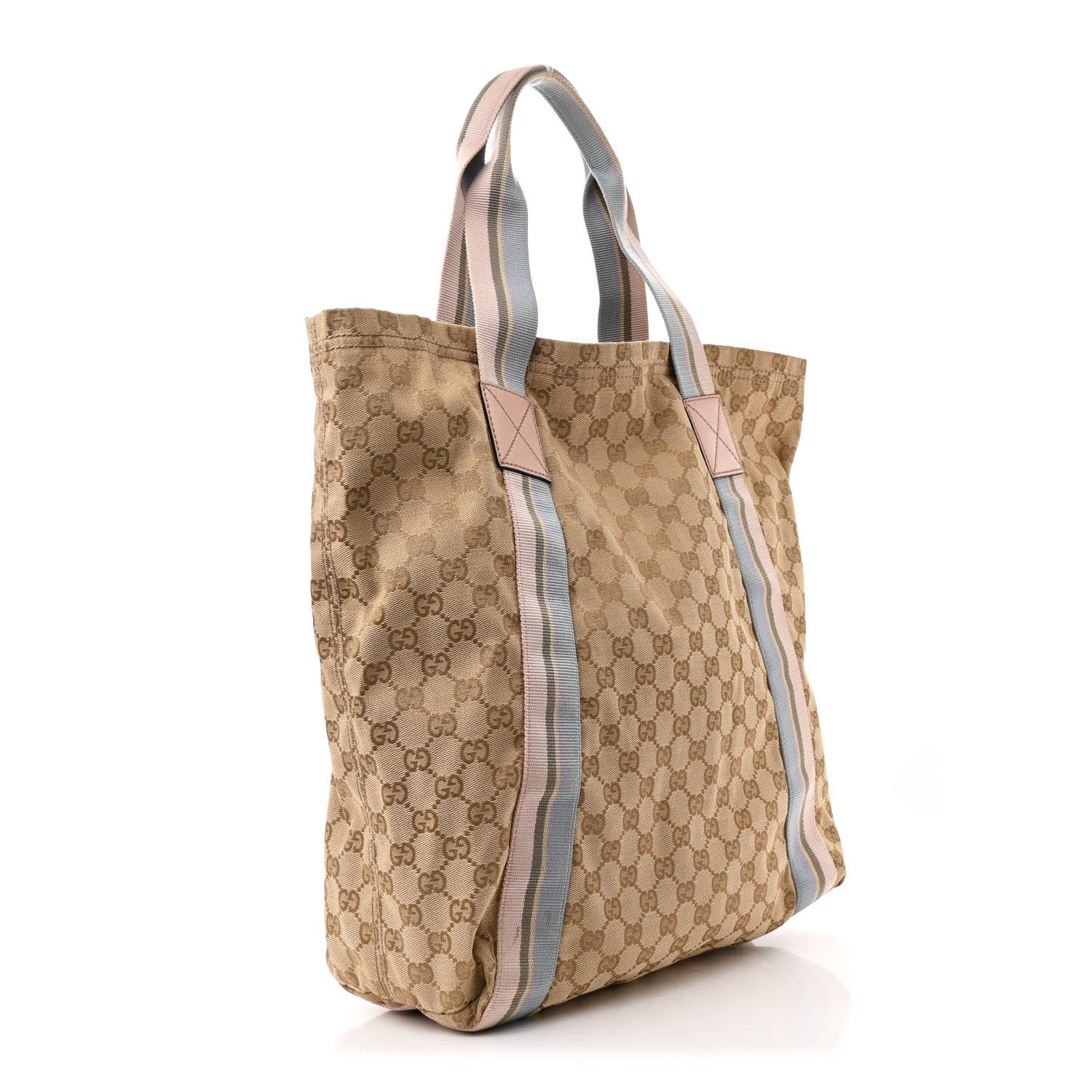 Gucci GG Monogram Medium Web Handle Vertical Tote Pink Blue 3 of 11