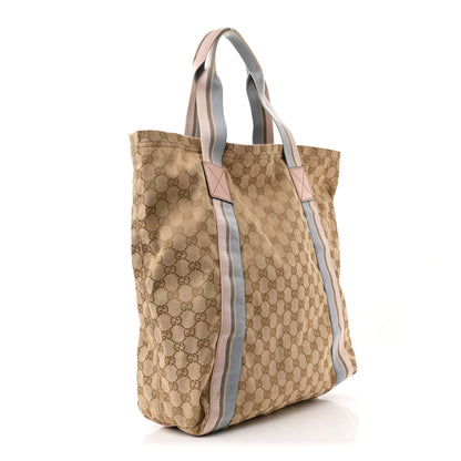 Gucci GG Monogram Medium Web Handle Vertical Tote Pink Blue 3 of 11