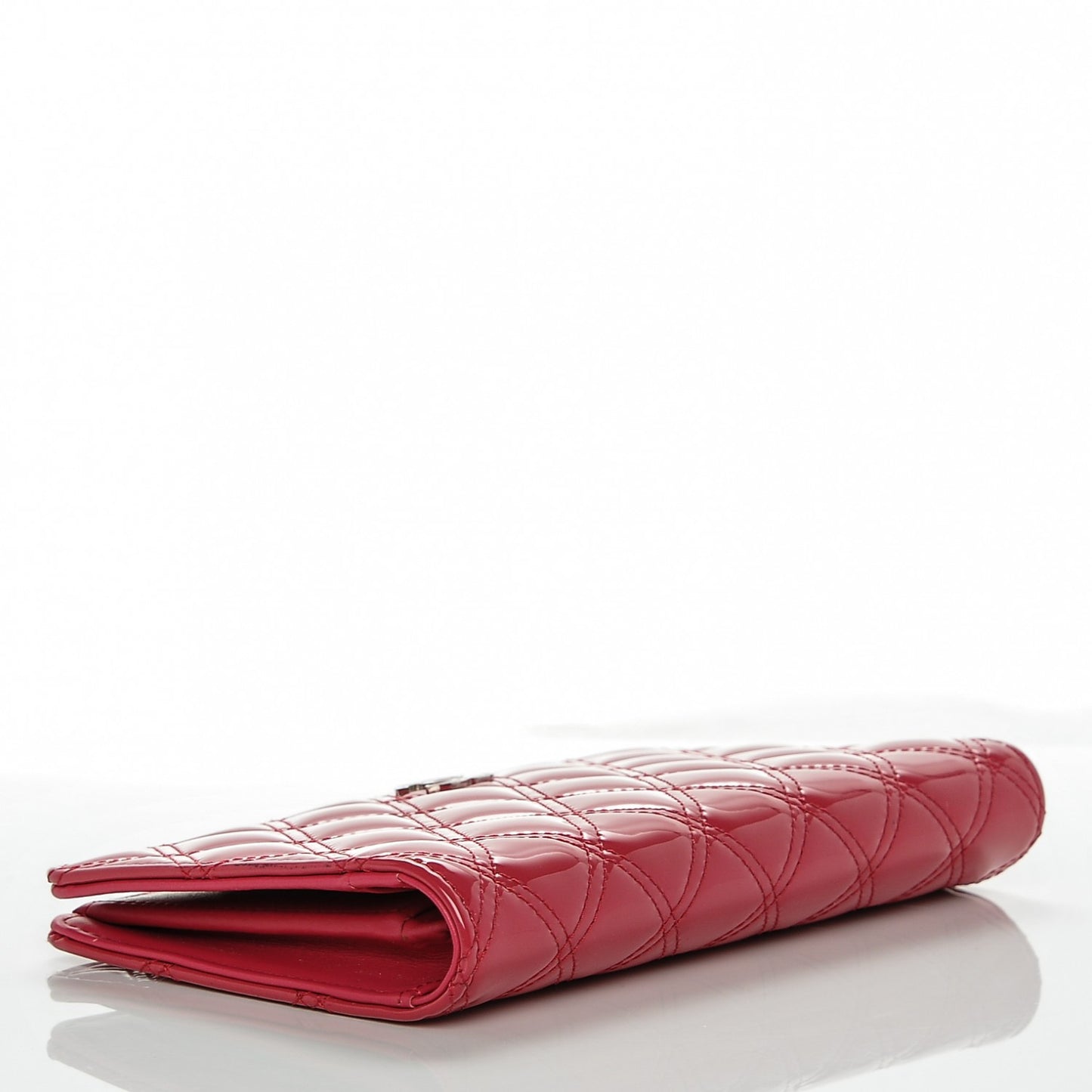 Patent Calfskin Quilted Double Stitch Yen Wallet Pink