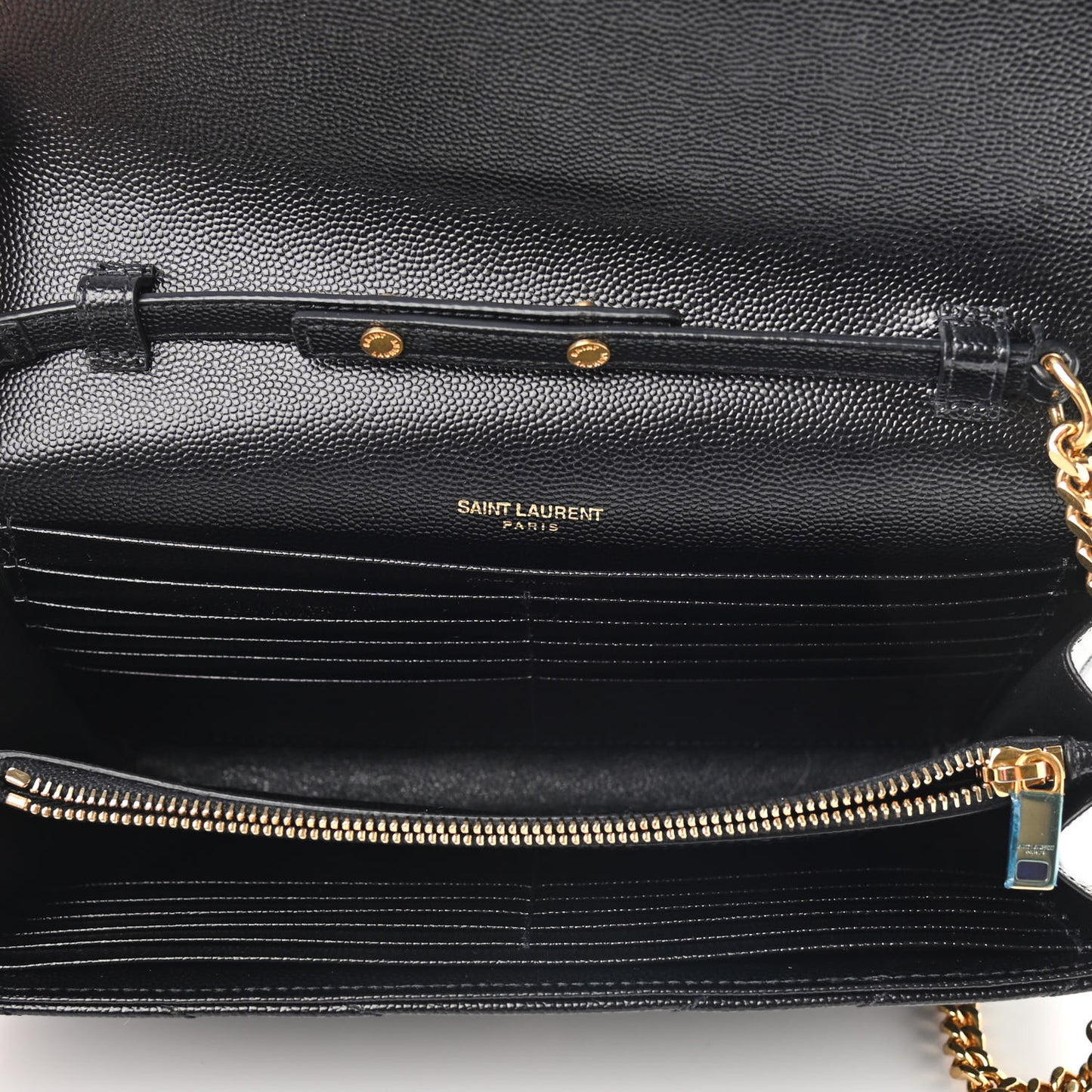 Grain De Poudre Matelasse Chevron Monogram Chain Wallet Black