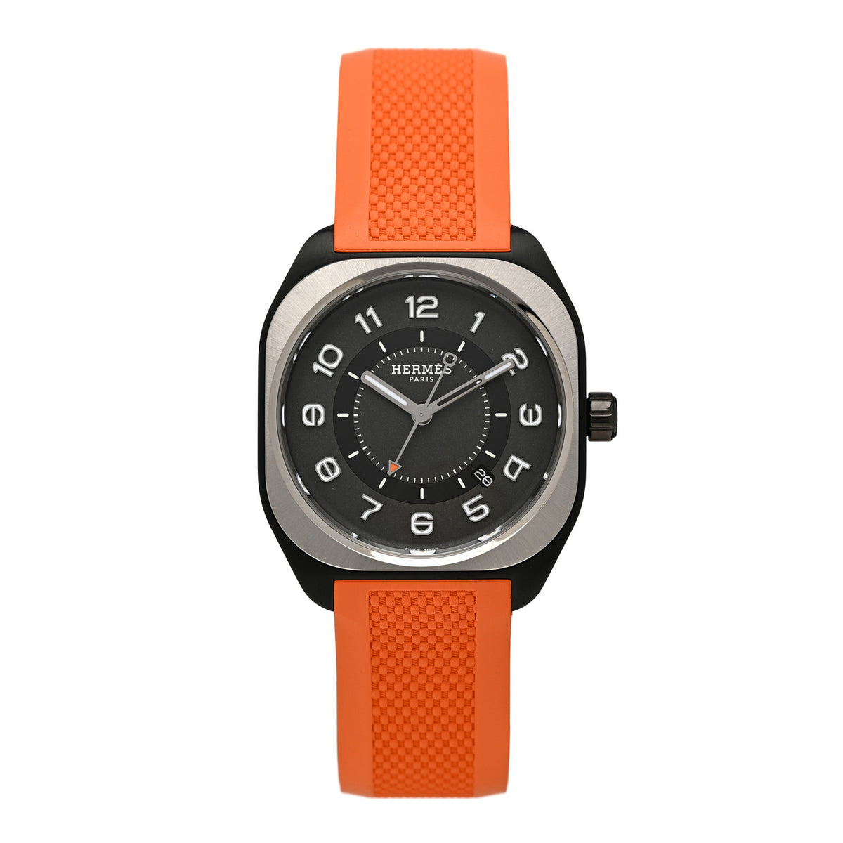 Hermes DLC Coated Titanium Rubber 39mm H08 Automatic Watch Orange 1 of 5