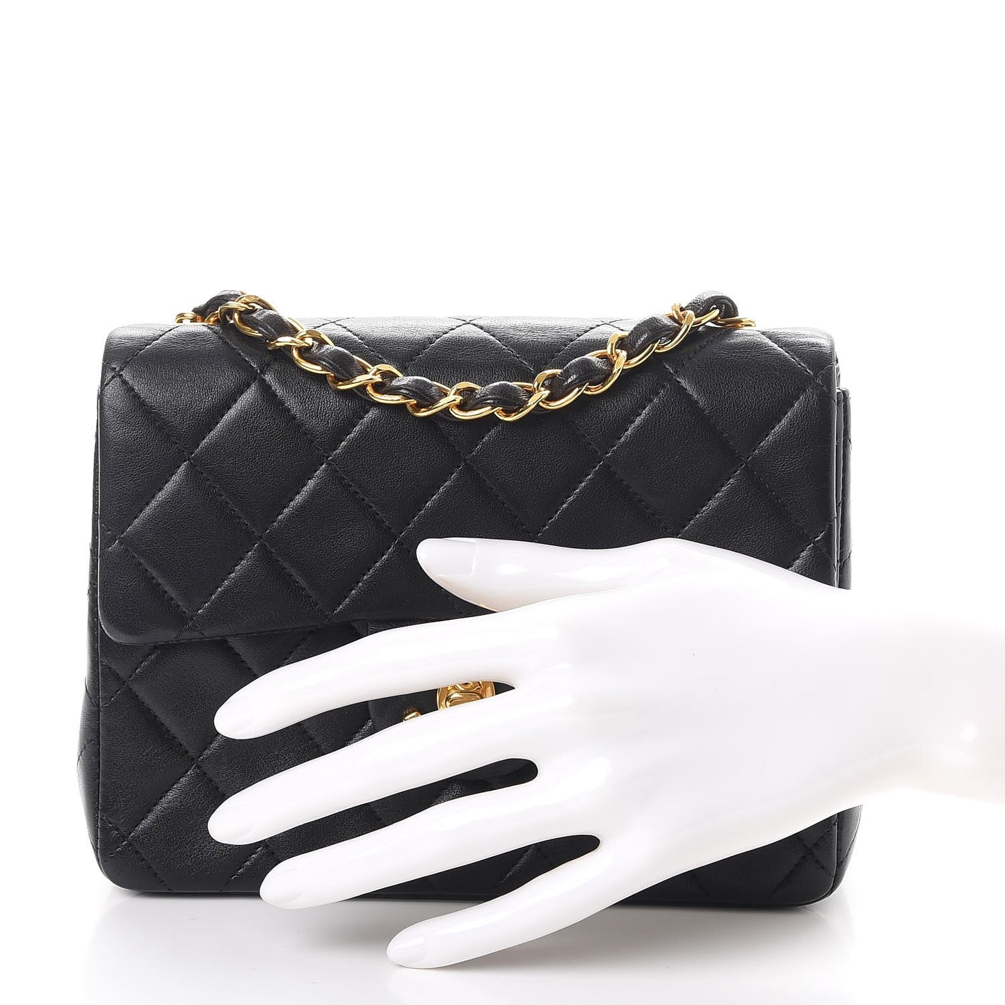 Lambskin Quilted Mini Square Flap Black