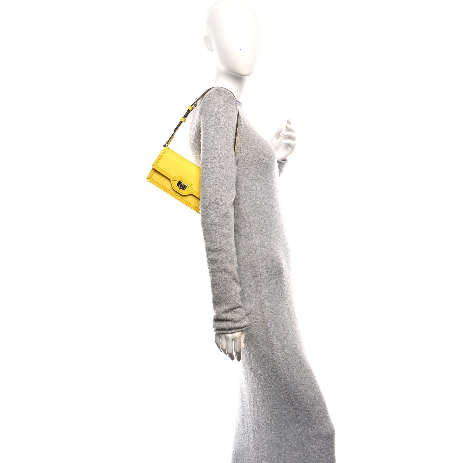 Gucci GG Monogram Scratch Lux Calfskin Mini Luce Shoulder Bag Yellow 2 of 9