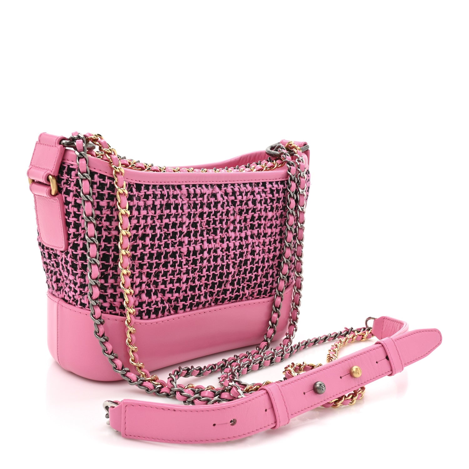Chanel Tweed Calfskin Small Gabrielle Hobo Pink 3 of 10