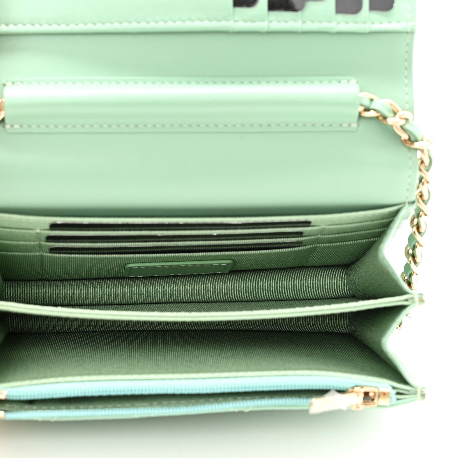 Chanel Lambskin Quilted Mini Wallet On Chain WOC Light Green 5 of 11