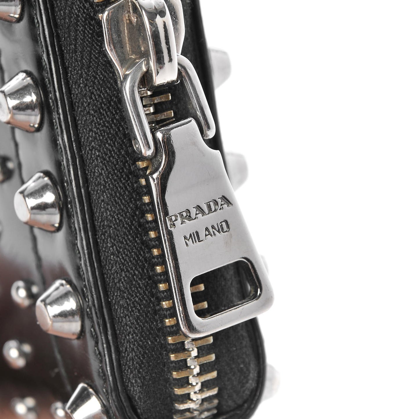 Spazzolato Studded Zip Around Wallet Black