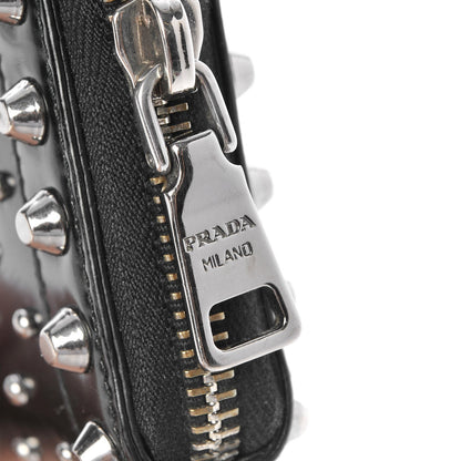Prada Spazzolato Studded Zip Around Wallet Black 7 of 10