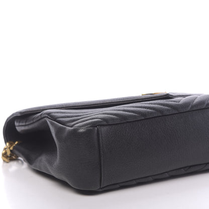 Saint Laurent Sheepskin Matelasse Chevron Monogram Large College Satchel Black 8 of 11