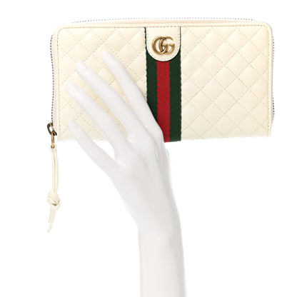 Gucci Calfskin Web Trapuntata GG Zip Around Wallet Off White 2 of 8