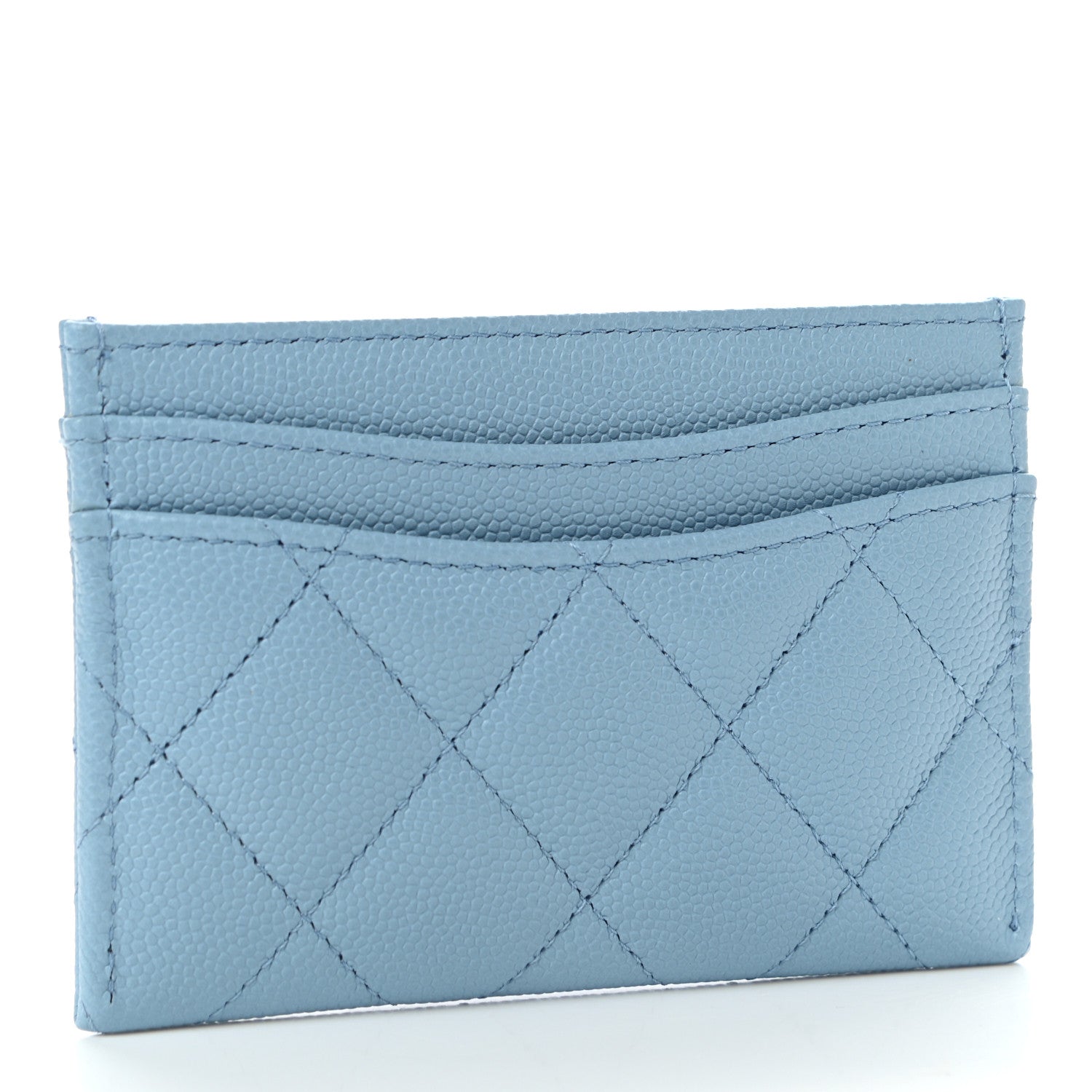 Chanel Caviar Quilted Card Holder Light Blue 3 of 9