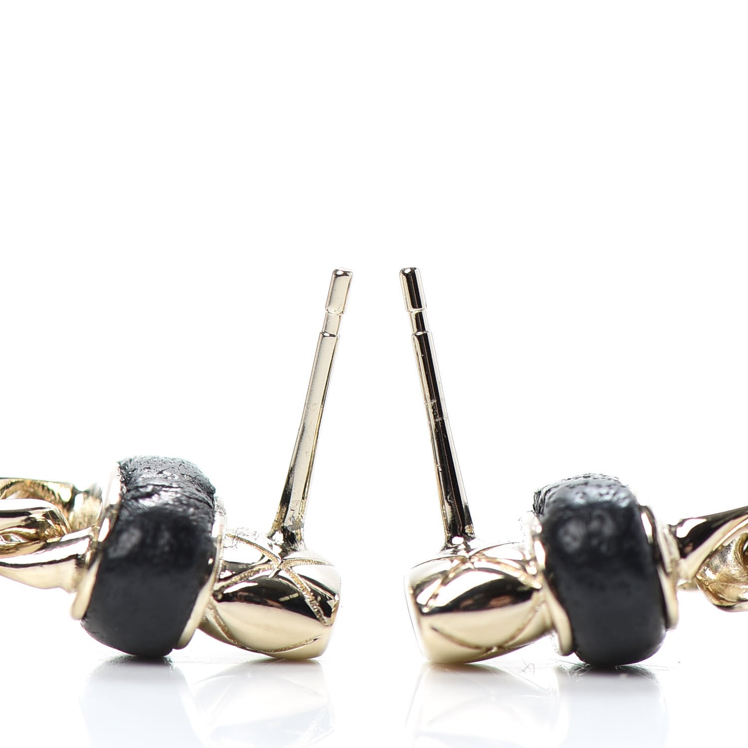 Chanel Lambskin CC Turnlock Drop Earrings Gold Black 3 of 4
