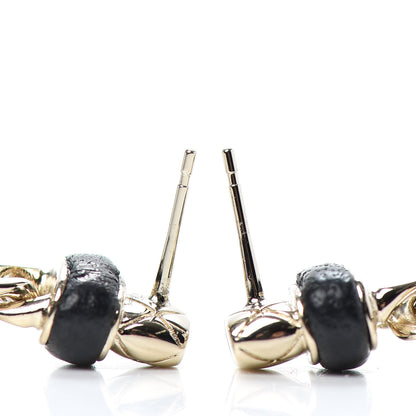 Chanel Lambskin CC Turnlock Drop Earrings Gold Black 3 of 4
