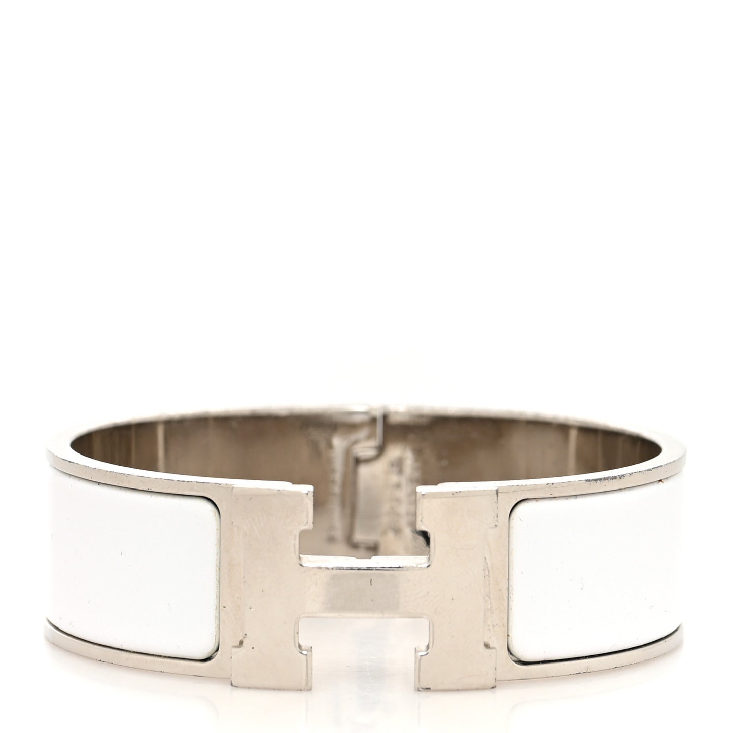 Enamel Wide Clic Clac H Bracelet GM White