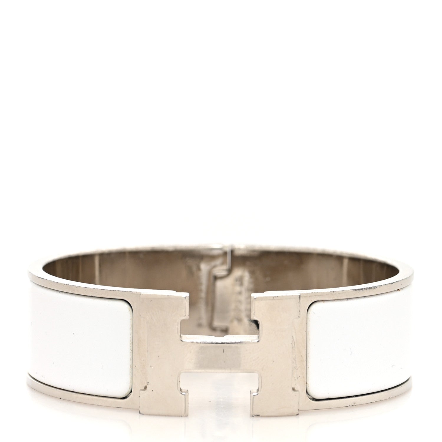 Hermes Enamel Wide Clic Clac H Bracelet GM White 1 of 5