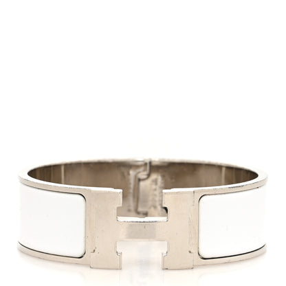Hermes Enamel Wide Clic Clac H Bracelet GM White 1 of 5