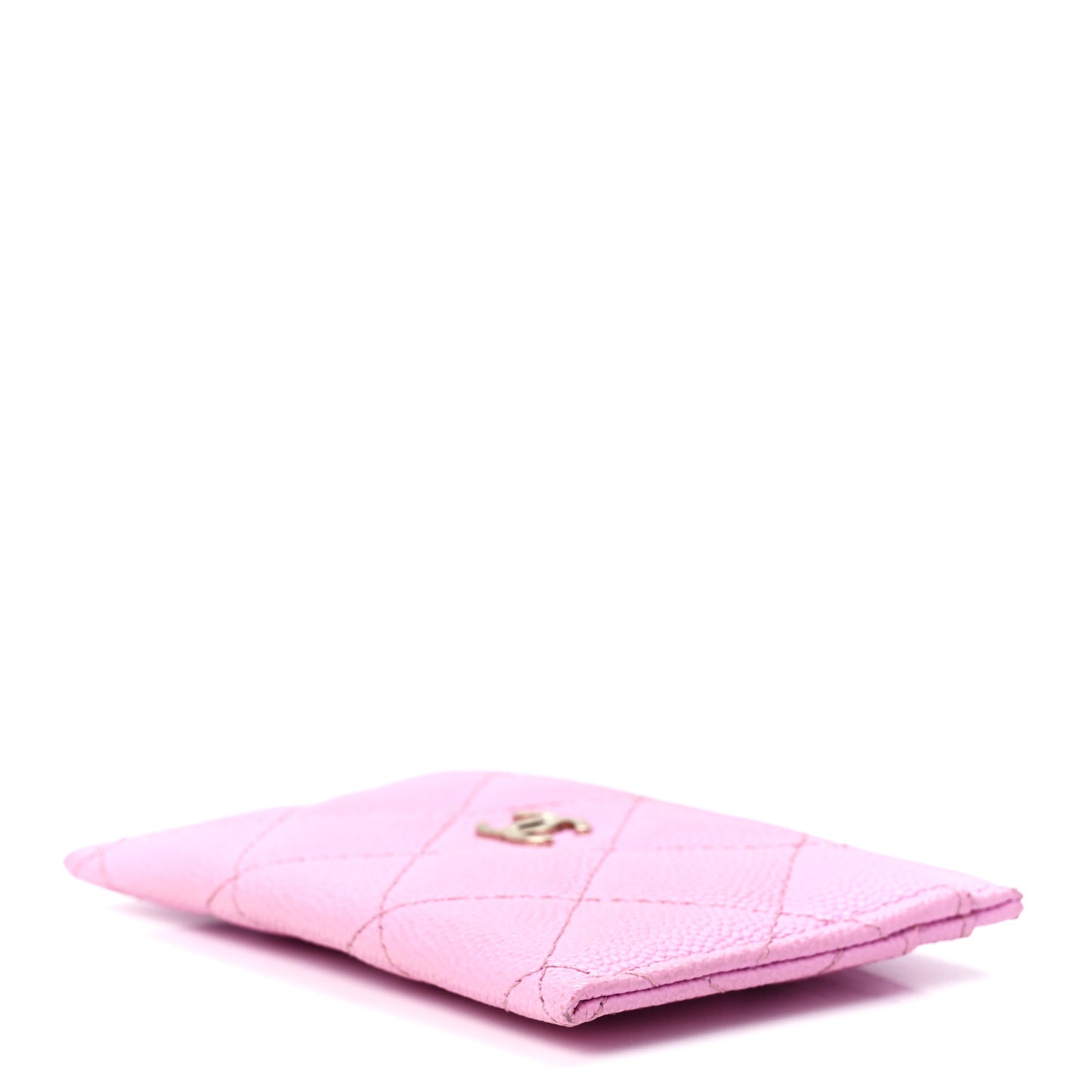 Caviar Quilted Card Holder Pink