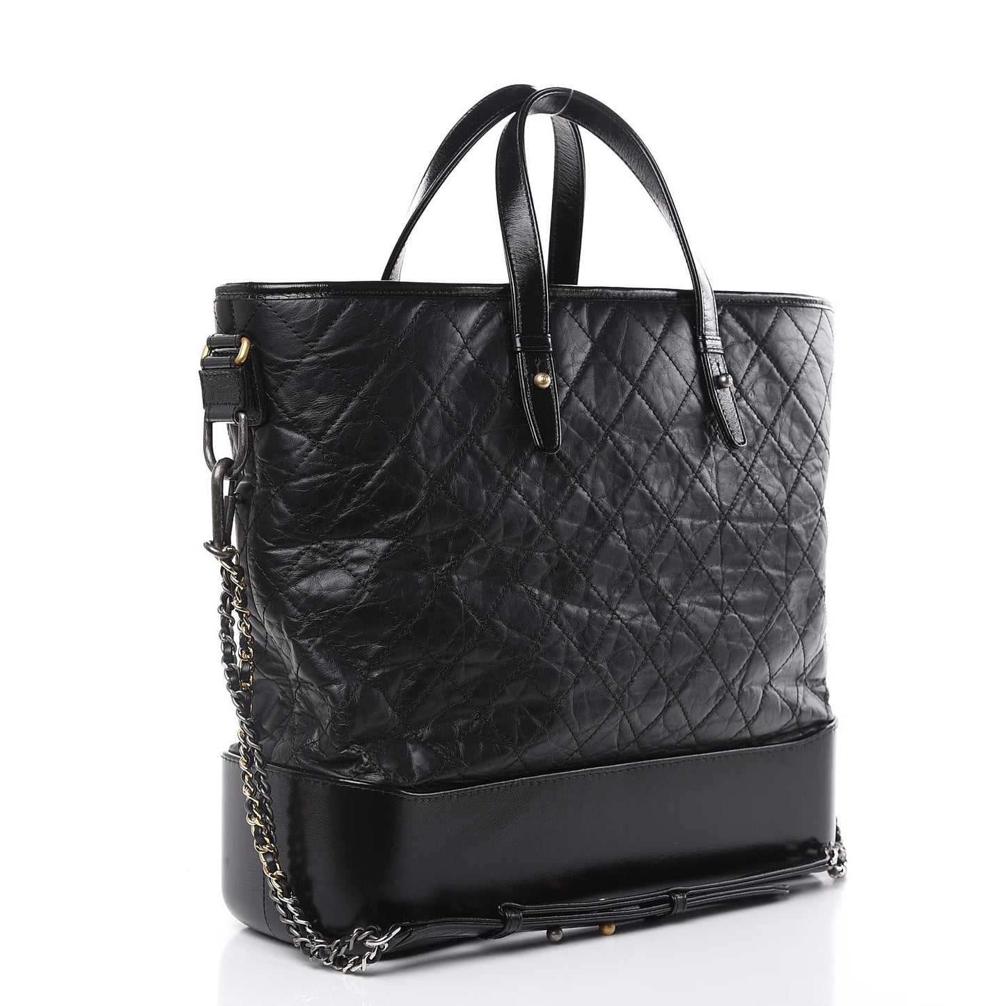 Calfskin Quilted Large Gabrielle Shopping Tote Black