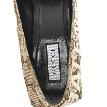 Balenciaga X GUCCI GG Monogram Square Knife 80mm Pumps 36.5 Beige Ebony 8 of 10