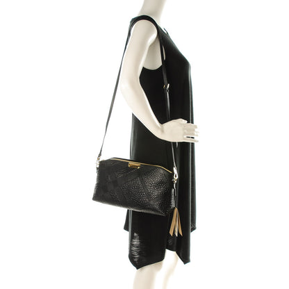 Burberry Signature Grain Calfskin Check Embossed Small Chichester Crossbody Clutch Bag Black 2 of 8