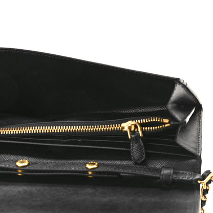 Prada Saffiano Metal Oro Chain Wallet Black 5 of 10