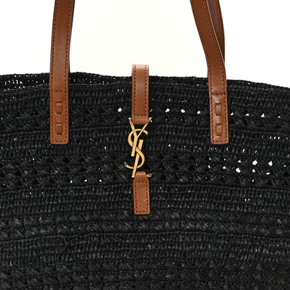 Saint Laurent Raffia Calfskin Medium Panier Tote Black 7 of 11