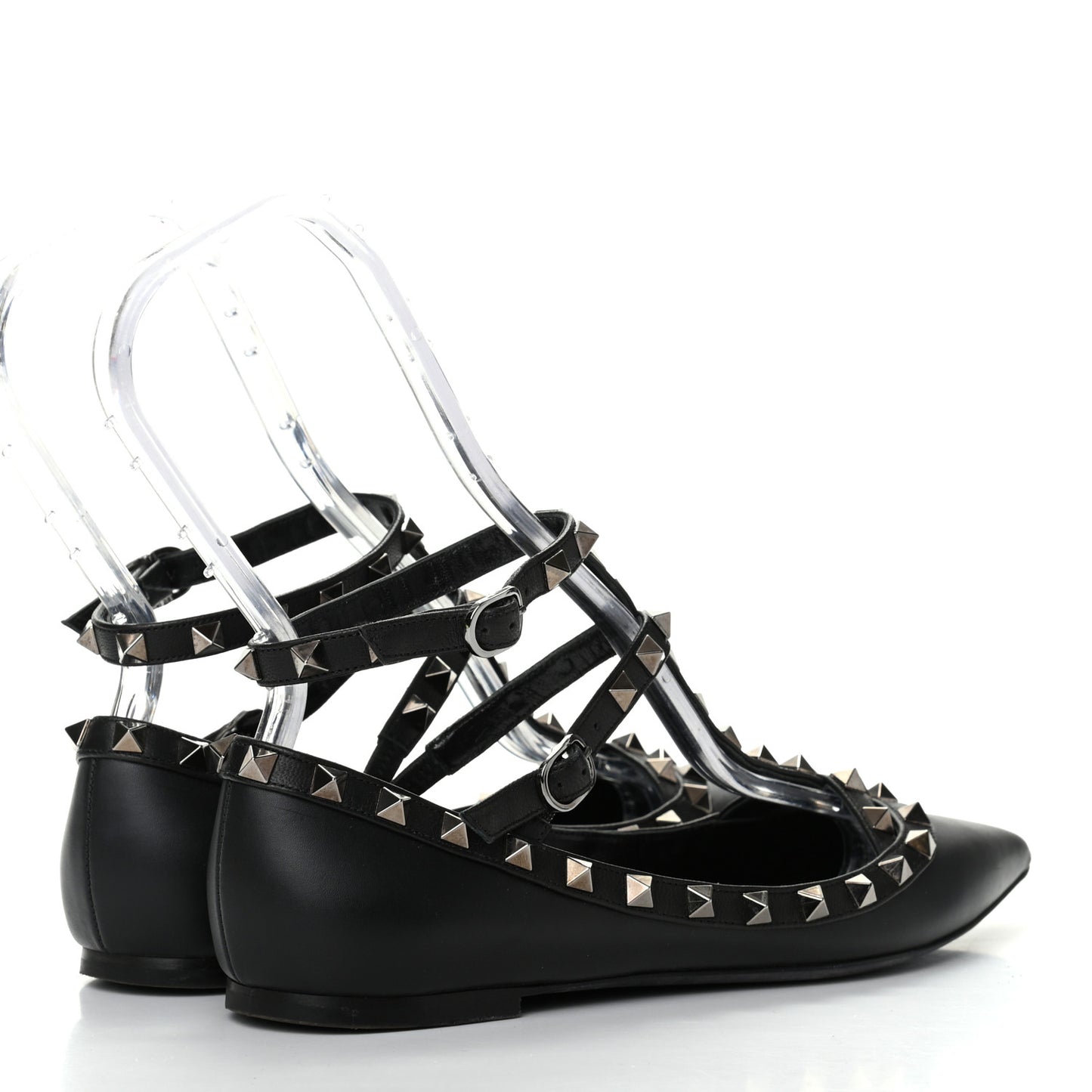 Nappa Rockstud Cage Ballerina Flats 37 Black