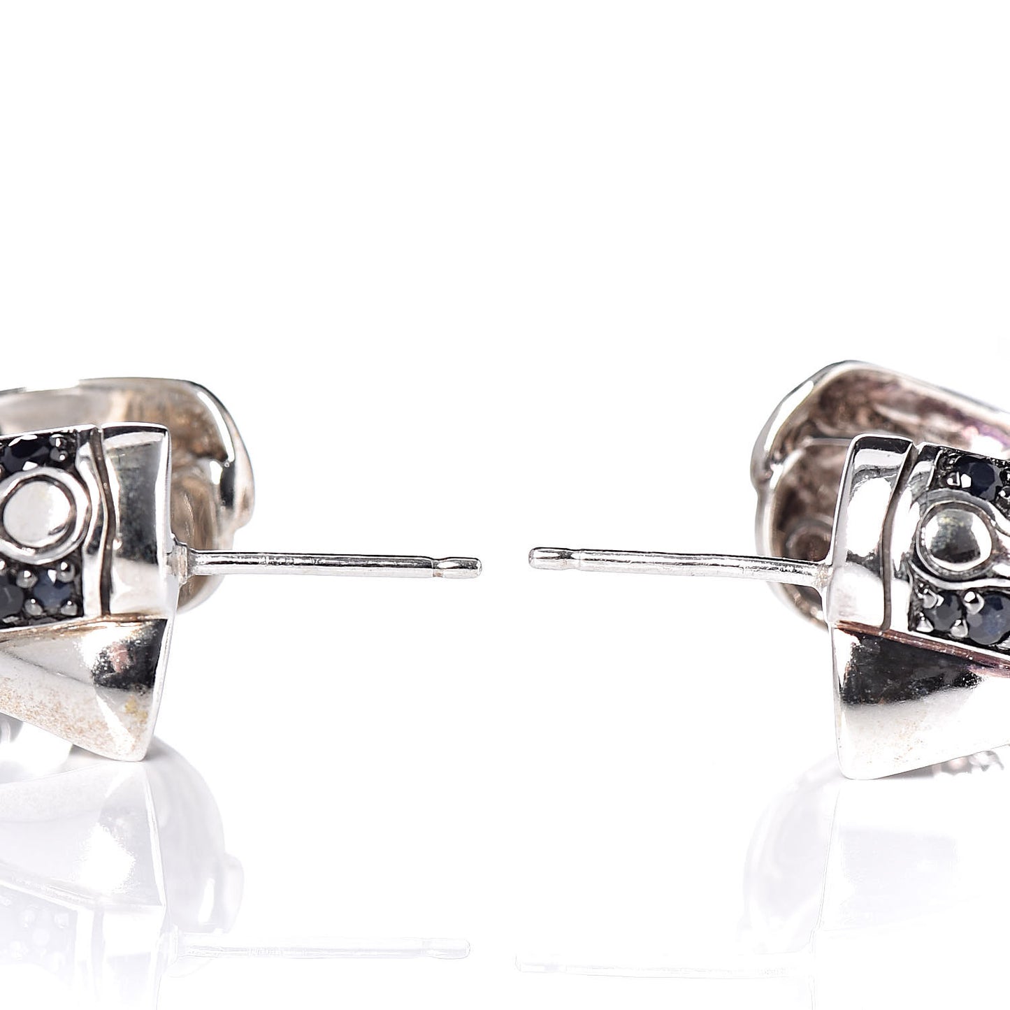 Sterling Silver Black Sapphire Crossover Hoop Earrings
