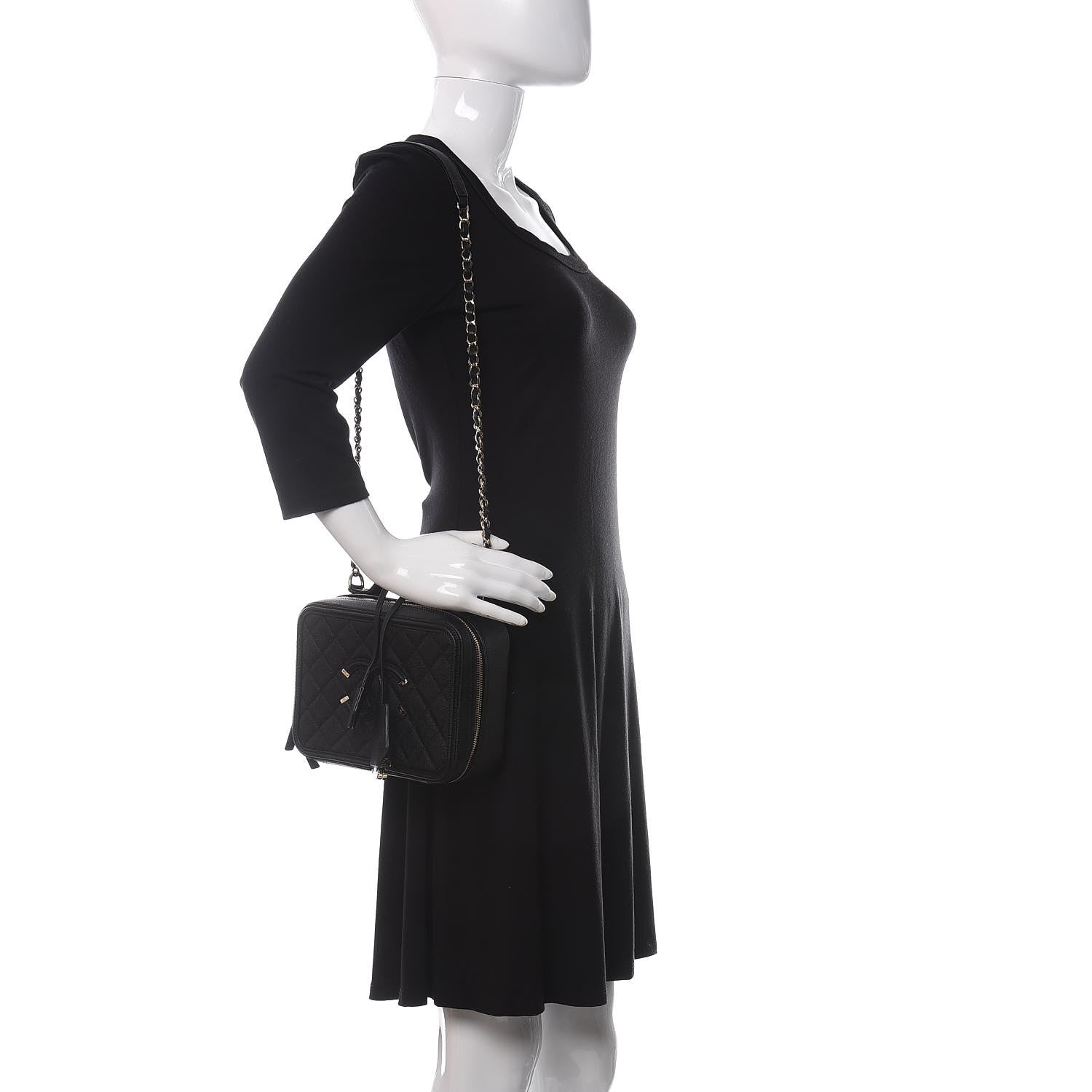 Chanel Caviar Quilted Medium CC Filigree Vanity Case Black 2 of 10