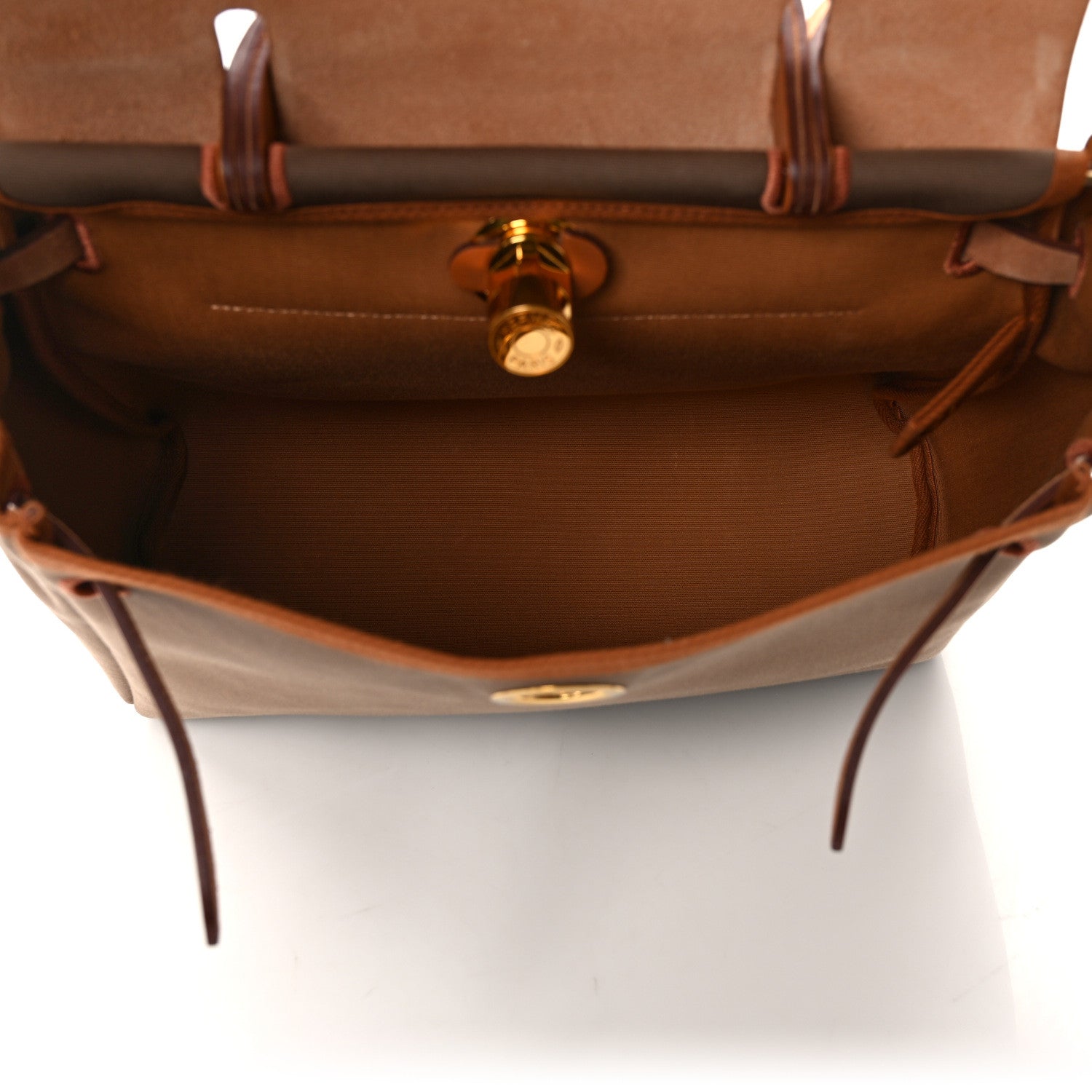 Hermes Vache Hunter Toile Herbag Zip 31 PM Etoupe 6 of 10