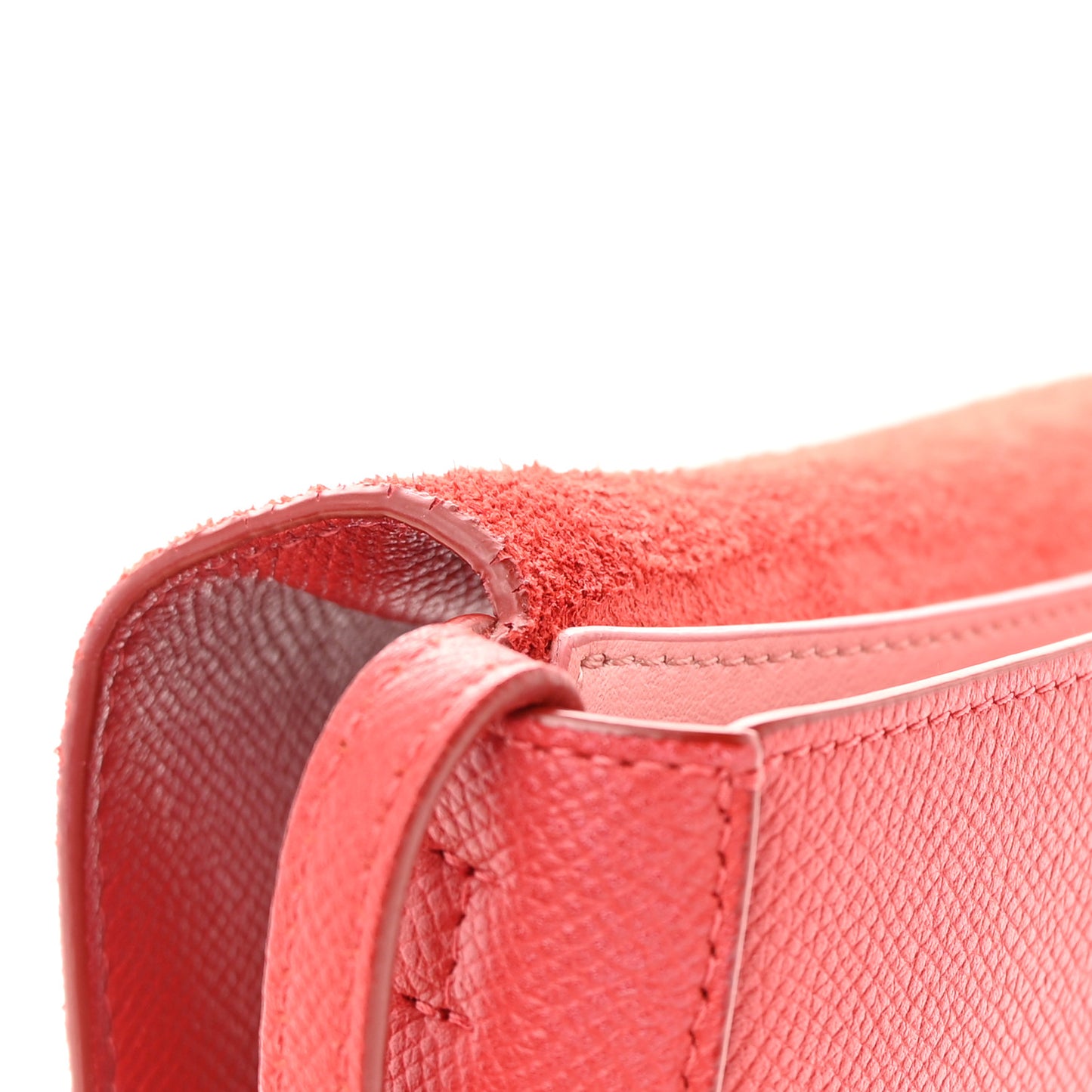 Grained Shiny Calfskin Strap Clutch Scarlet