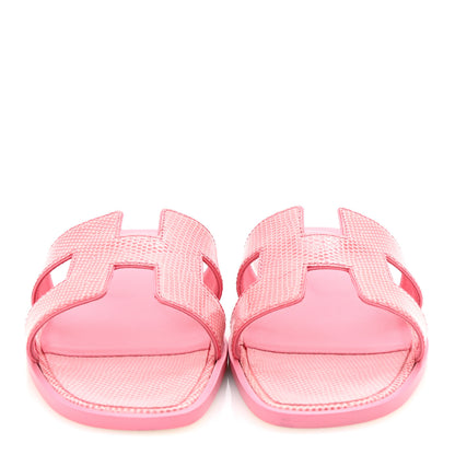 Hermes Lizard Oran Sandals 38 Pavot 3 of 10