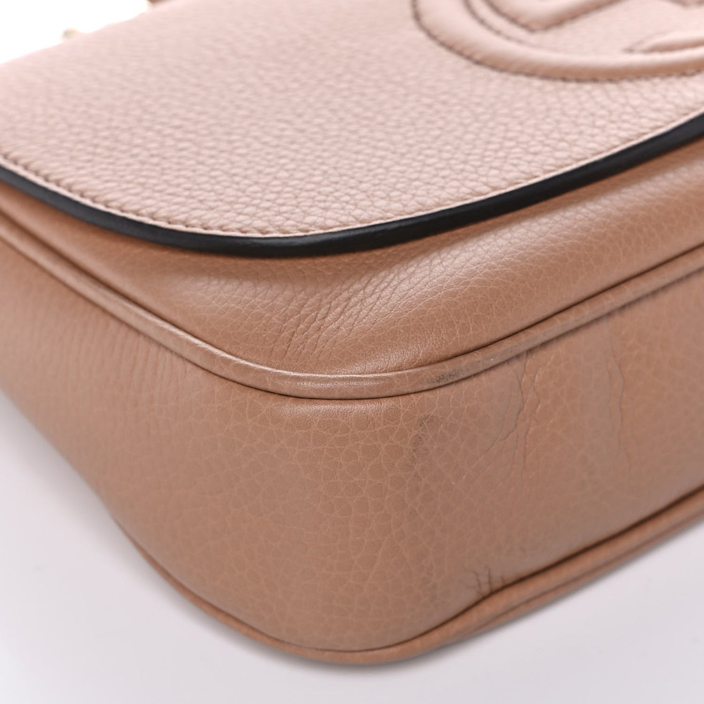 Pebbled Calfskin Medium Soho Flap Crossbody Camelia