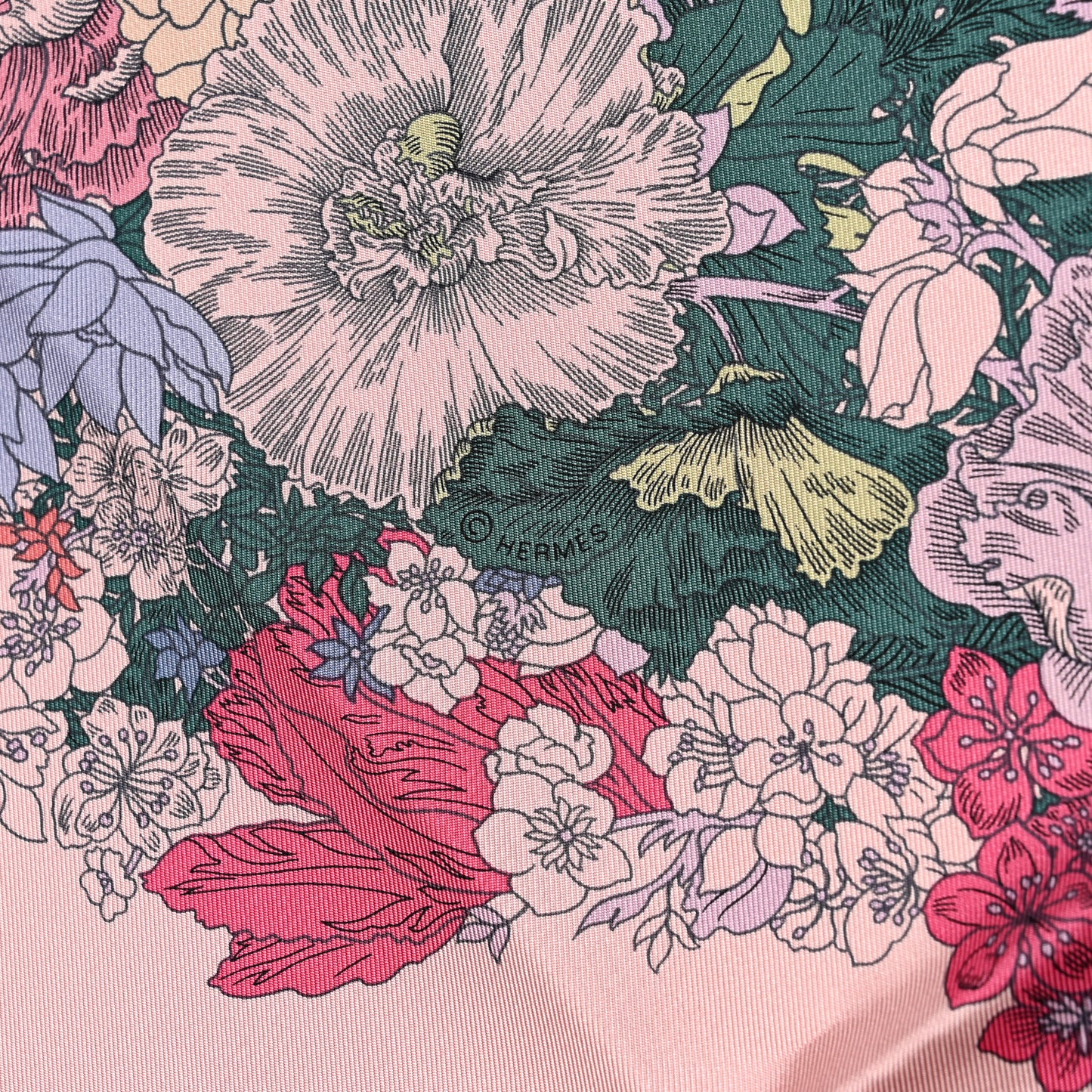 Silk Twill Robe Legere Scarf 90 Rose Hortensia Bleu