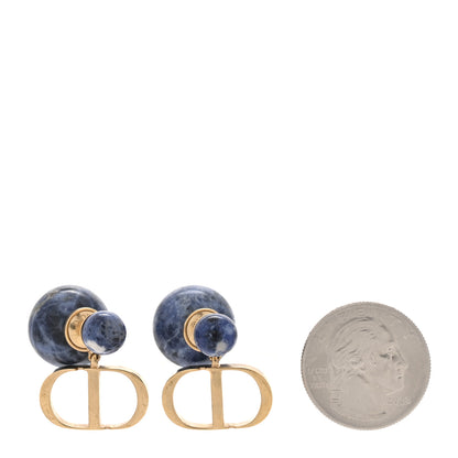 Christian Dior Marble CD Tribal Earrings Blue 2 of 4
