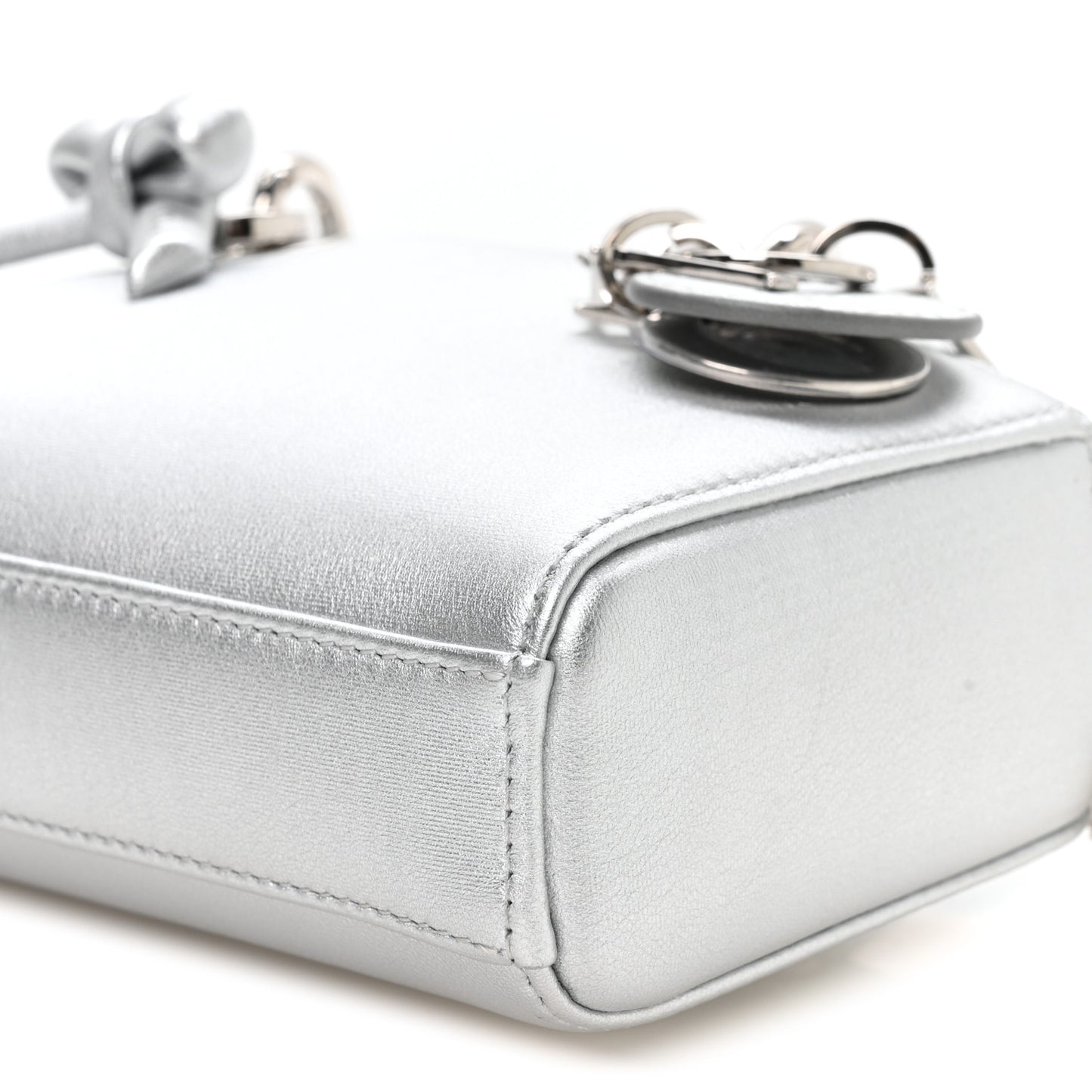 Laminated Lambskin Micro Lady D-Joy Silver