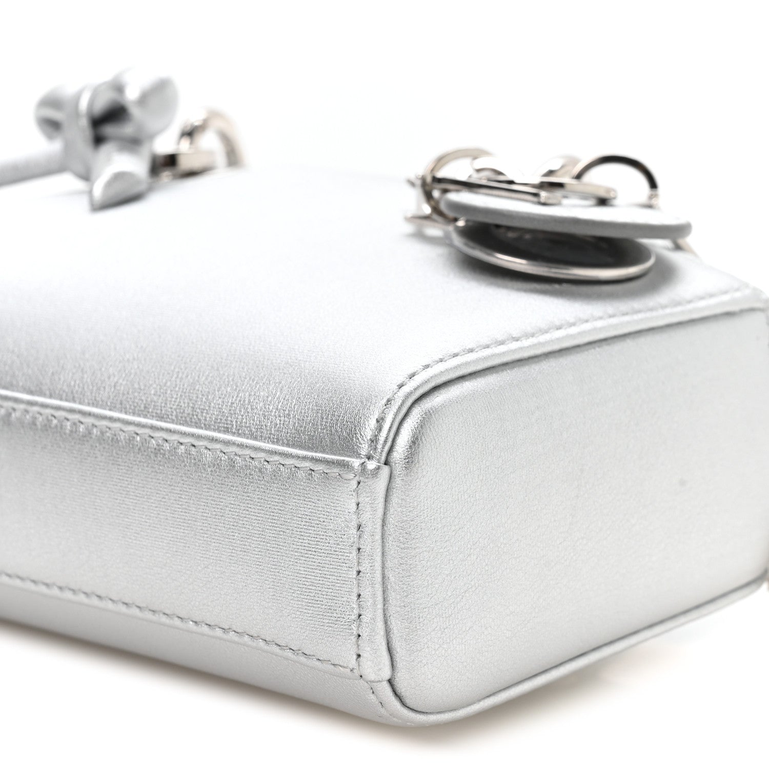 Christian Dior Laminated Lambskin Micro Lady D-Joy Silver 10 of 10