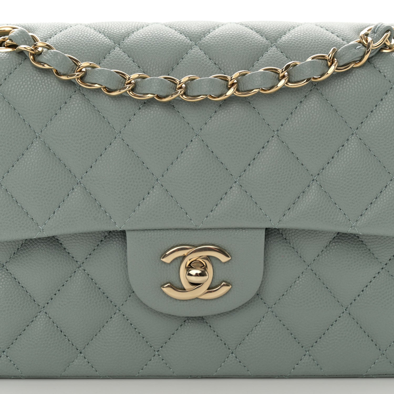 Chanel Caviar Quilted Small Double Flap Light Blue 8 of 11