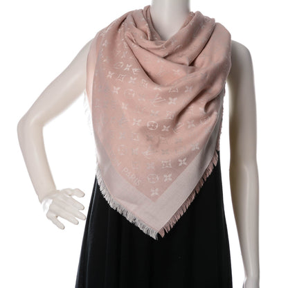 Louis Vuitton Silk Wool Monogram Denim Shawl Rose 3 of 5