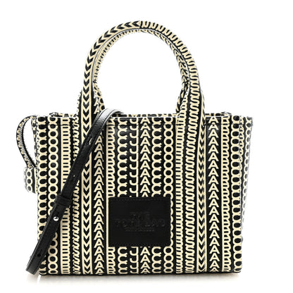 Marc Jacobs Calfskin Small The Monogram Tote Black White 1 of 10