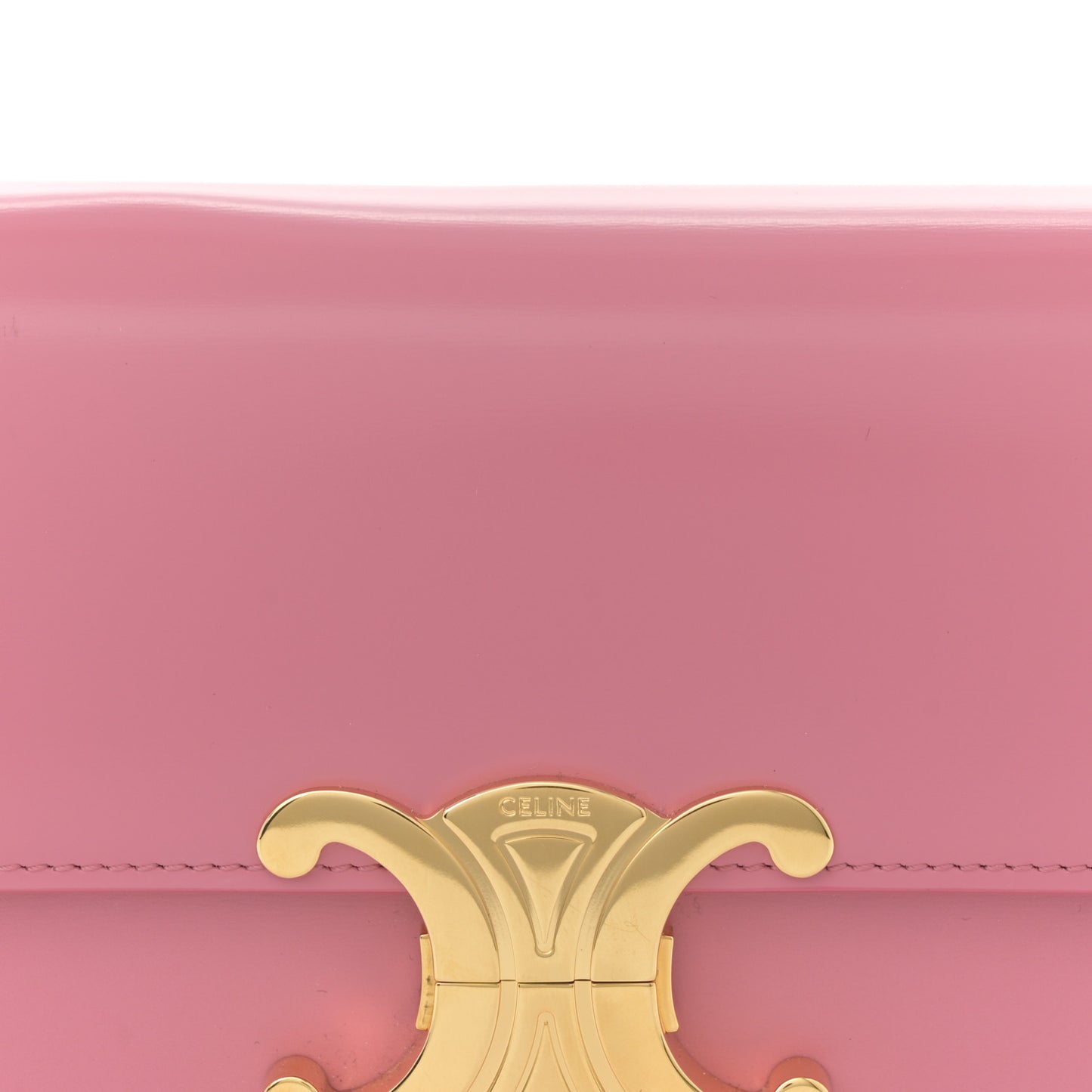 Shiny Calfskin Triomphe Shoulder Bag Flamingo